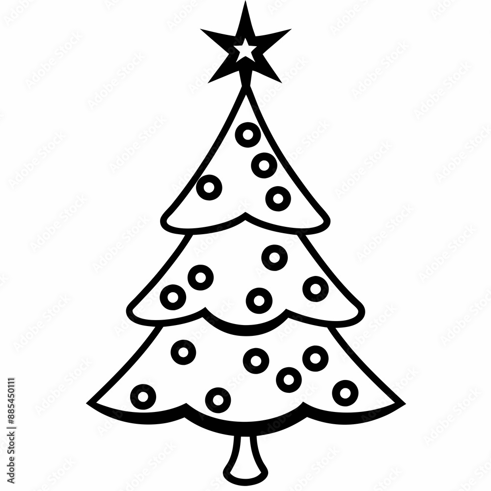 Christmas tree icon, Silhouettes of christmas trees with stars Christmas tree icon, Silhouettes of christmas trees with stars