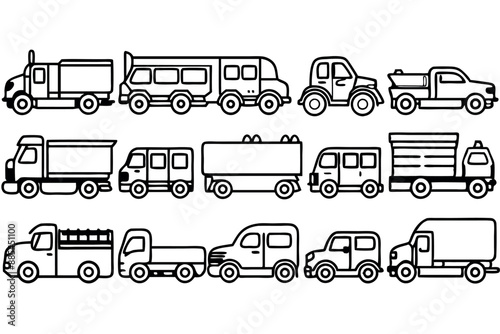 Truck Line Art Design Illustration Cargo Truck Drawing