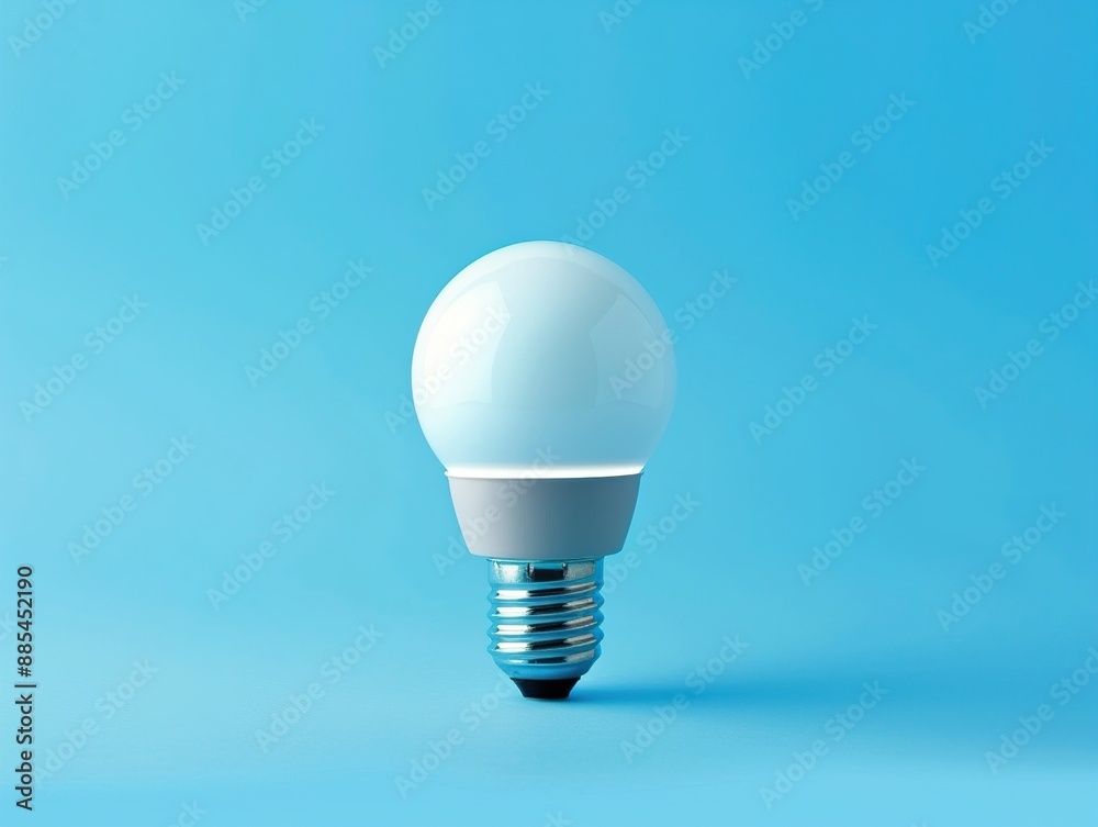 Minimalist LED Bulb on Blue Background Minimalist LED Bulb on Blue Background