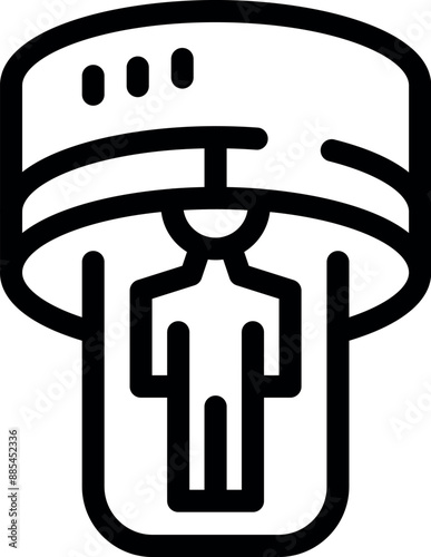 Icon of a man standing under a medical scanner machine