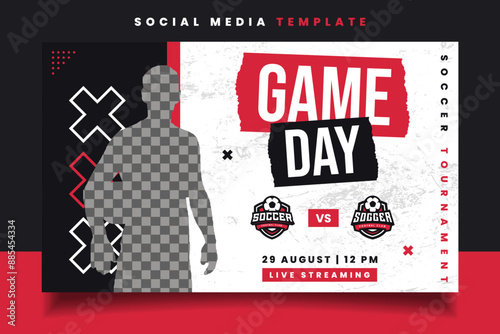 Soccer Game Day Banner Flyer Social Media Template for Sports Tournament