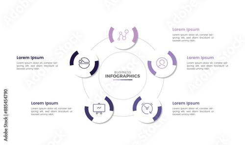 Modern colorful multipurpose business process flow cirlce infographic template design for presentation
