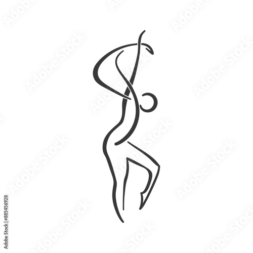 acrobatic minimalist line art icon logo symbol black color only