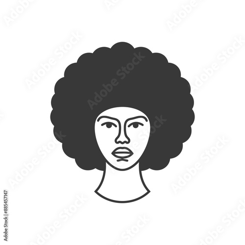 afro minimalist line art icon logo symbol black color only