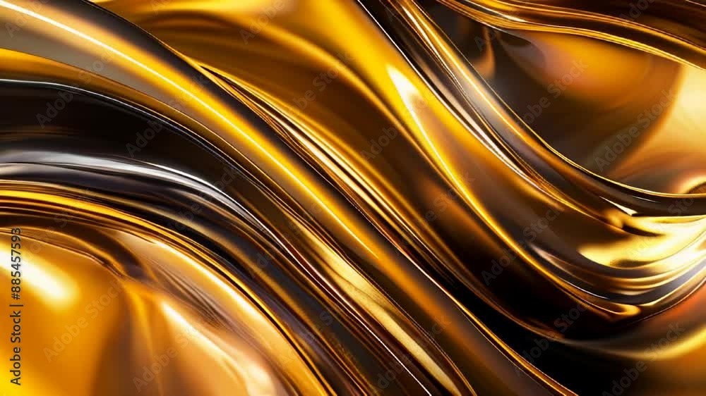 Golden fluid waves in motion - abstract luxury background for slow motion video and creative visual effects