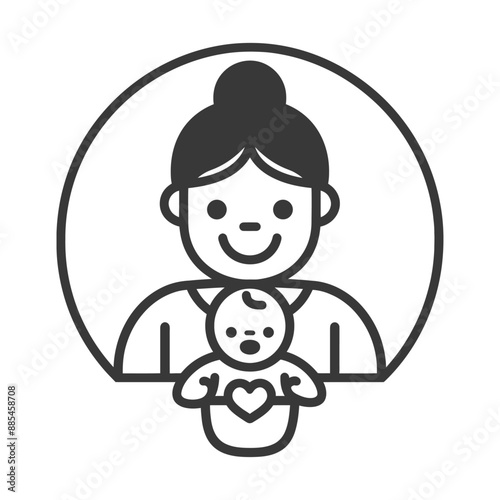 babysitter minimalist line art icon logo symbol black color only
