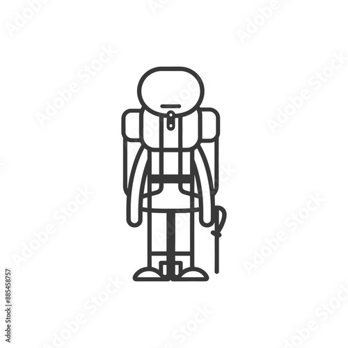 backpacker minimalist line art icon logo symbol black color only