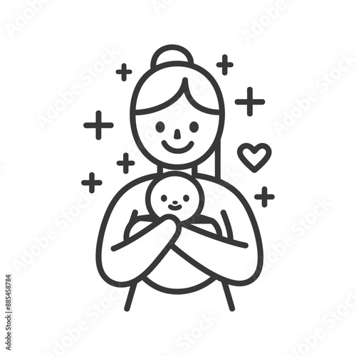 babysitter minimalist line art icon logo symbol black color only