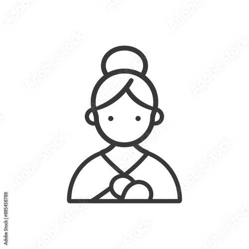 babysitter minimalist line art icon logo symbol black color only