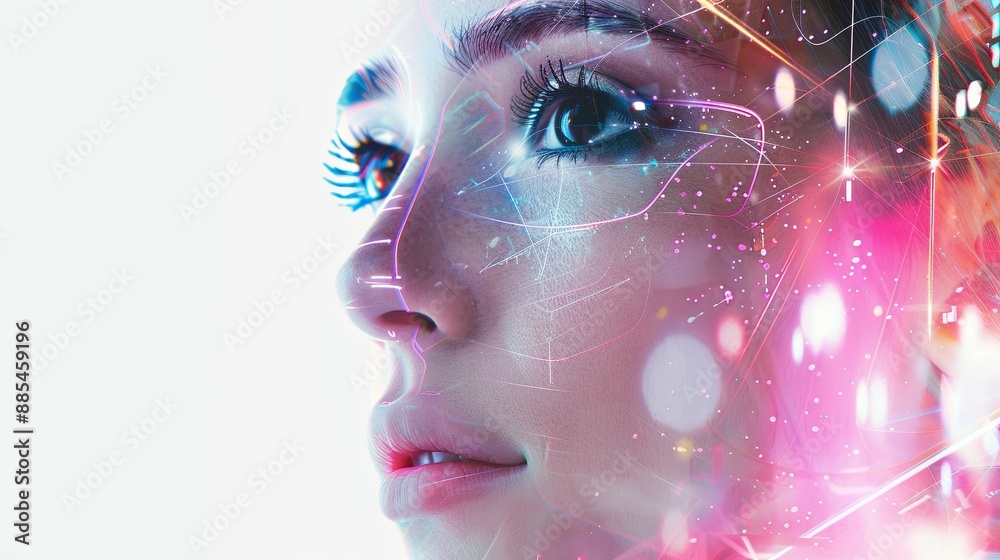 Fototapeta premium portrait of a person with a veil, Portrait of a AI woman with white background 