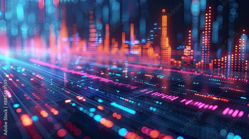 Abstract data visualization of AI analyzing consumer behavior and market trends Abstract data visualization of AI analyzing consumer behavior and market trends