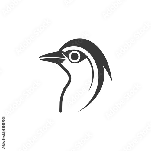 bird head minimalist line art icon logo symbol black color only