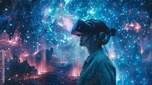 Virtual reality environments created by AI algorithms, offering immersive experiences for entertainment