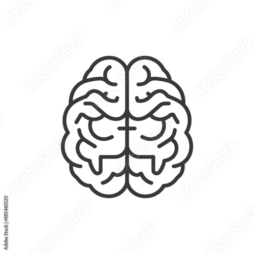 brain minimalist line art icon logo symbol black color only