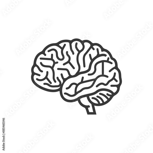 brain minimalist line art icon logo symbol black color only
