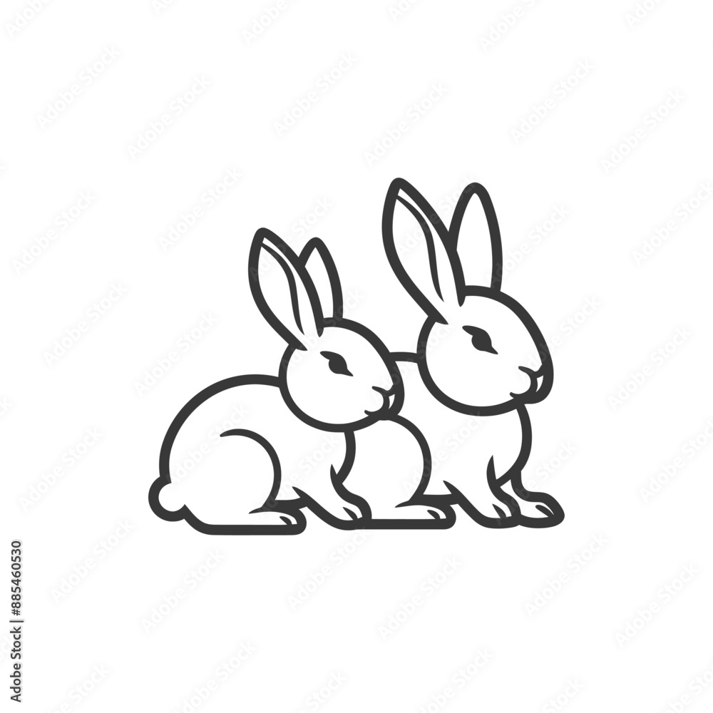 Bunnies minimalist line art icon logo symbol black color only Bunnies minimalist line art icon logo symbol black color only
