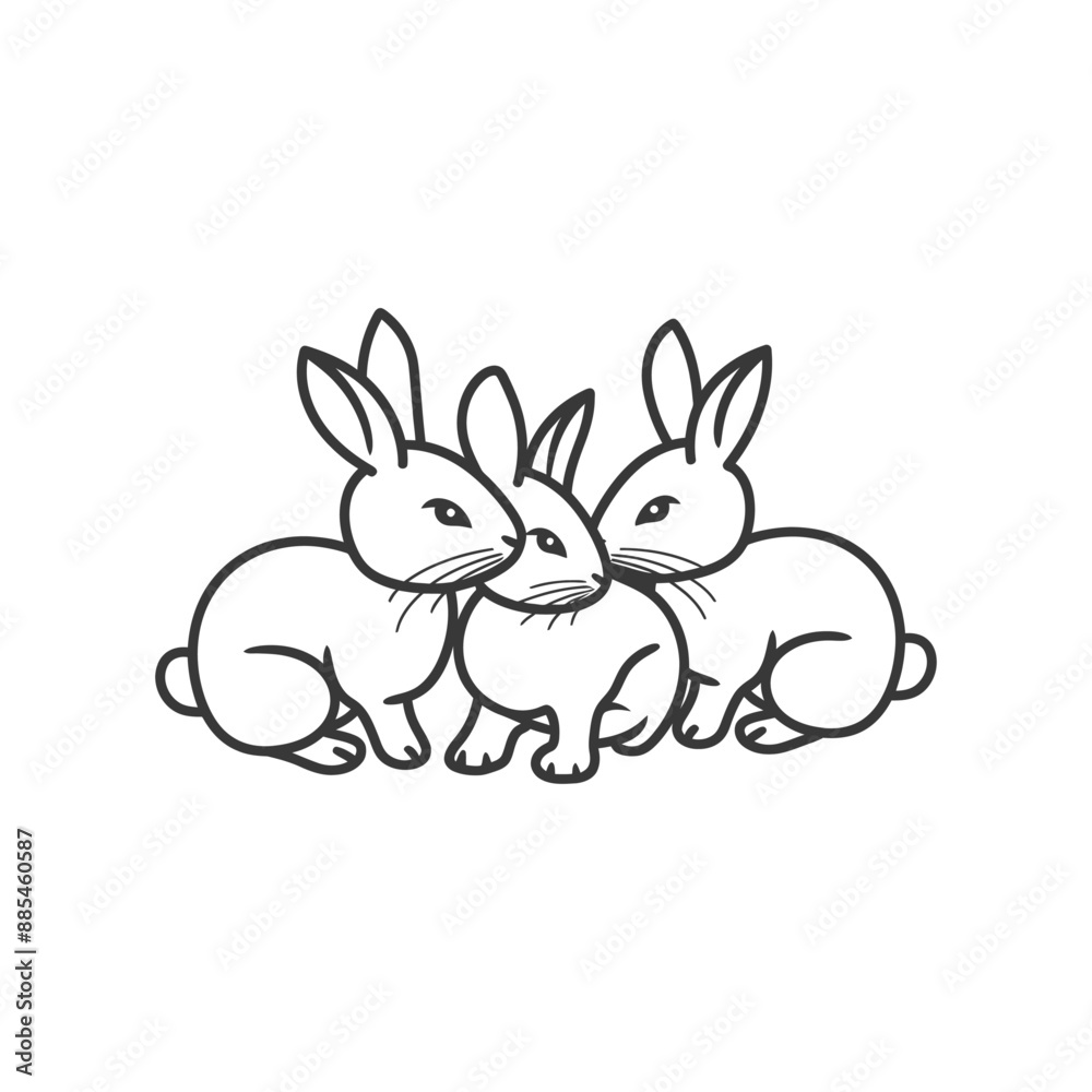 Bunnies minimalist line art icon logo symbol black color only Bunnies minimalist line art icon logo symbol black color only