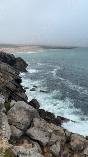 waves crashing on rocks