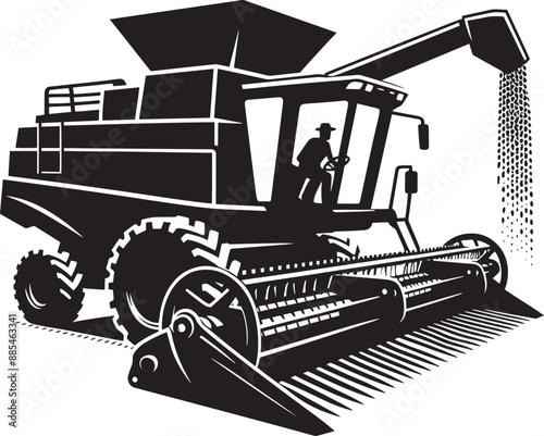Agriculture harvester silhouette vector illustration isolated on a white background