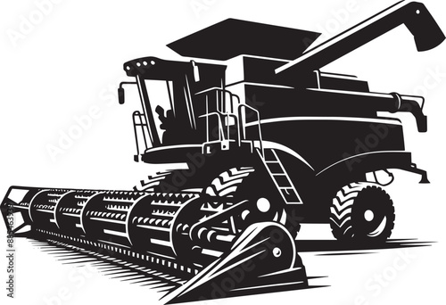 Agriculture harvester silhouette vector illustration isolated on a white background