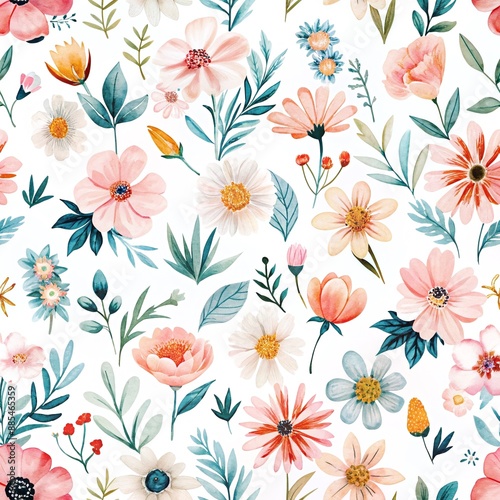 Vibrant Floral Watercolor Seamless Pattern