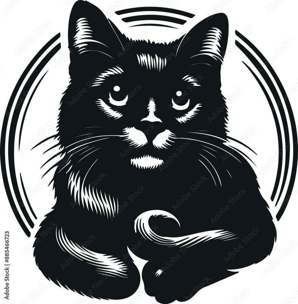 Obraz premium Cute black cat vector image
