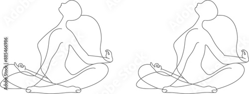 Hand drawn continuous one line art depicting a bodybuilder flexing his muscles, a strong man in continuous one line art