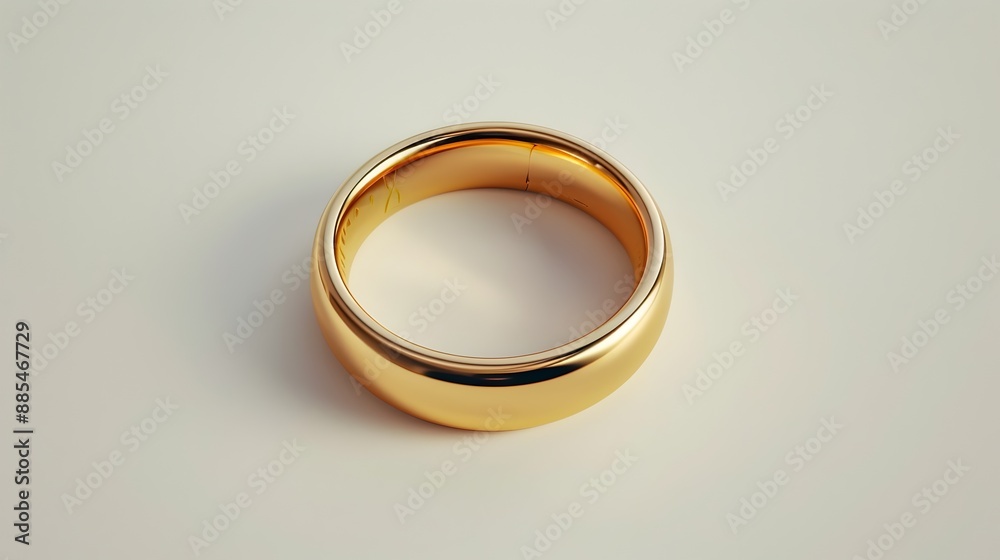 Elegant Gold Ring Isolated on Plain White Background