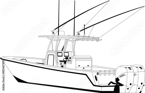 Boat vector, Fishing boat vector, fishing boat one color