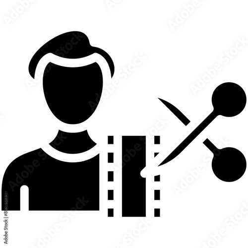Film Editor Male vector icon illustration of Filmmaking iconset.