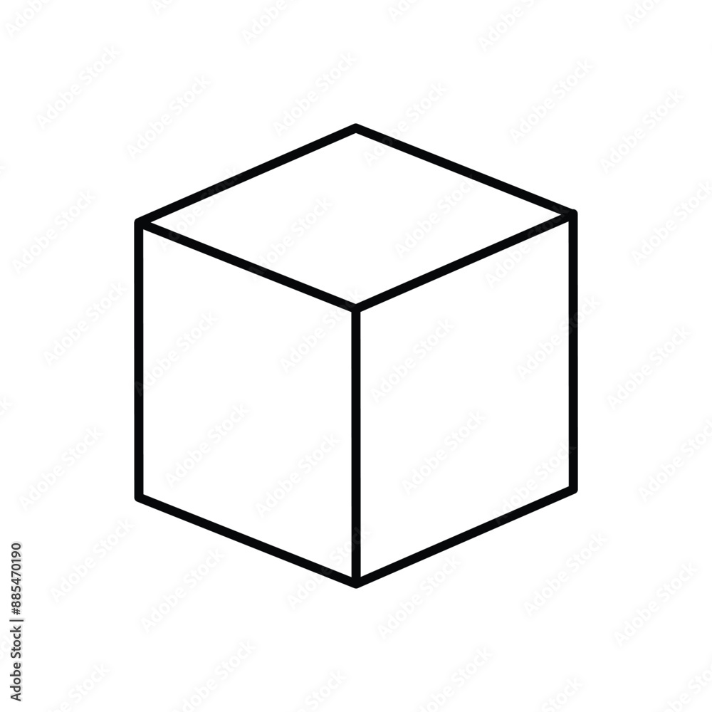 3d cube line icon with white background vector stock illustration 3d cube line icon with white background vector stock illustration