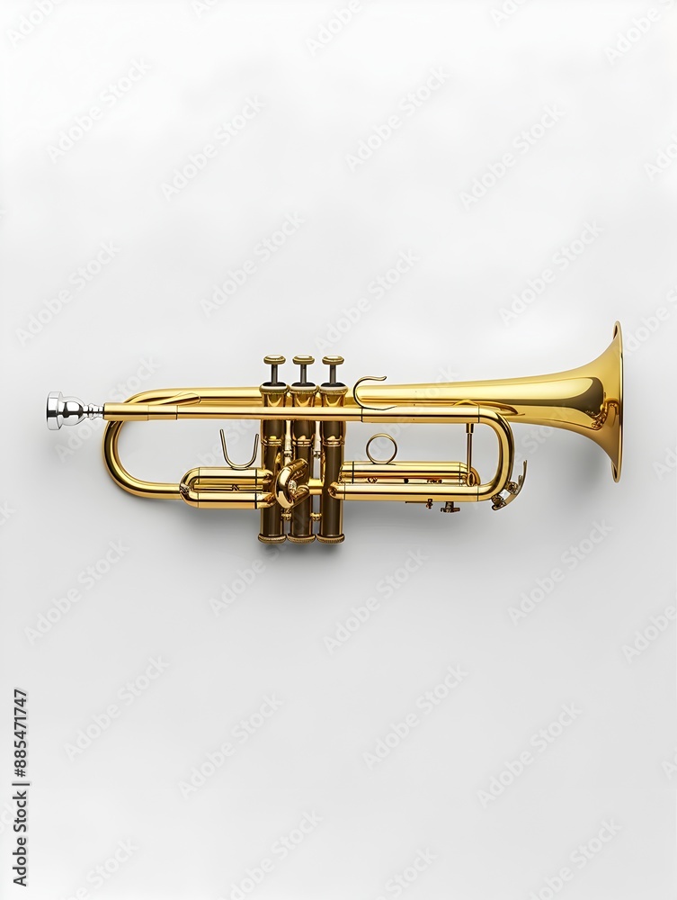 Obraz premium Isolated Brass Trumpet on Plain White Background