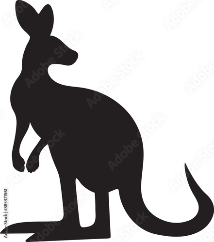 A wonderful standing kangaroo silhouette vector design with white background