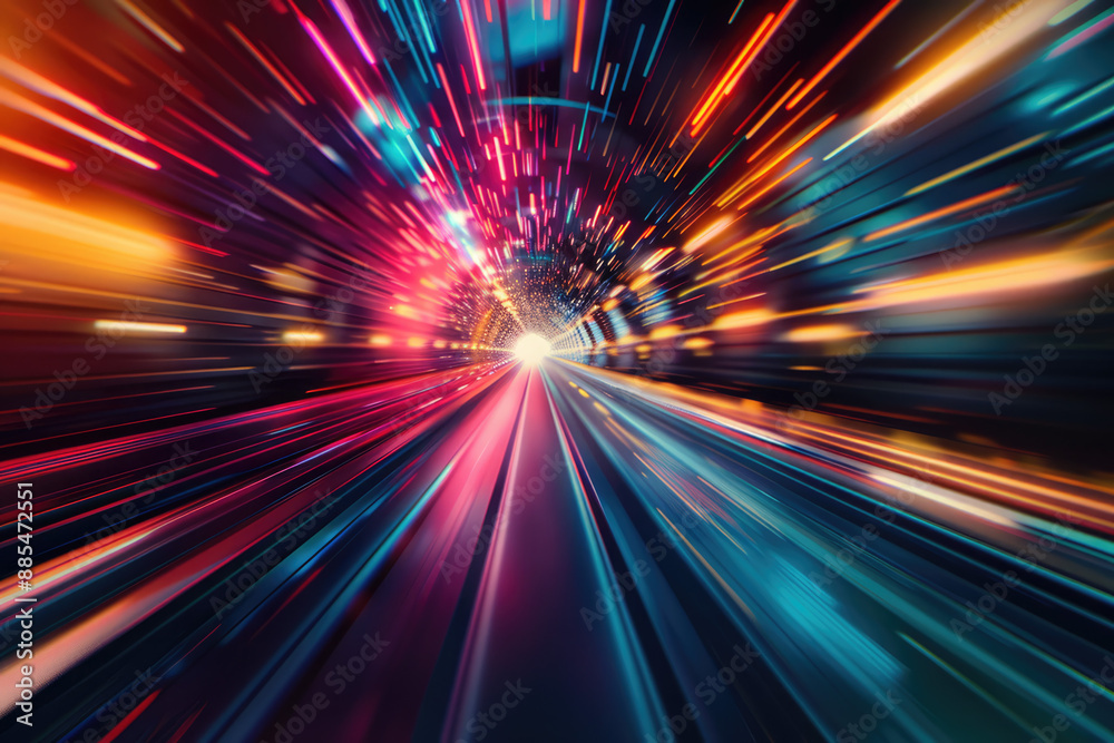 a train is moving through a tunnel with the lights on a train is moving through a tunnel with the lights on