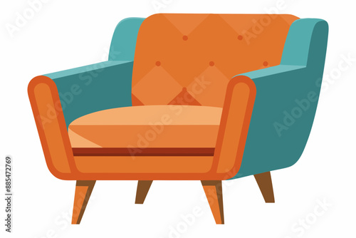  soft upholstery chair comfortable seat for lobby or lounge room vector art illustration