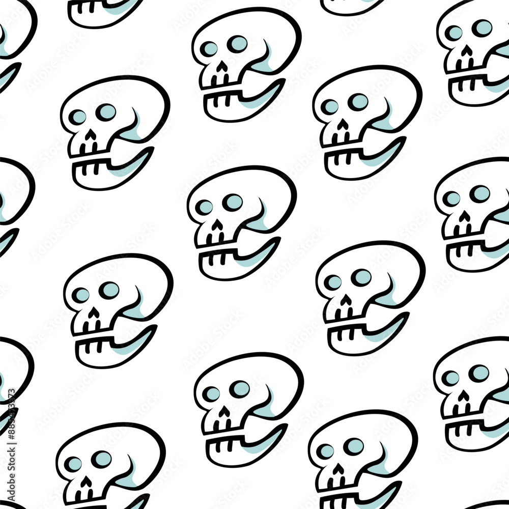 isolated seamless pattern a human skeleton skull in doodle style. object for poster backgrounds, backdrop, wallpaper, wrapping, textile, print isolated seamless pattern a human skeleton skull in doodle style. object for poster backgrounds, backdrop, wallpaper, wrapping, textile, print