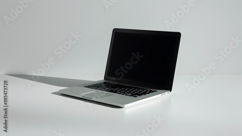 Minimalist Laptop Computer on Plain White Background