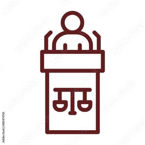 Speech Vector Line Maroon Icon Design