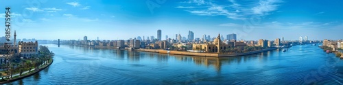 Baghdad's Skyline with Al-Shaheed Monument and Tigris River