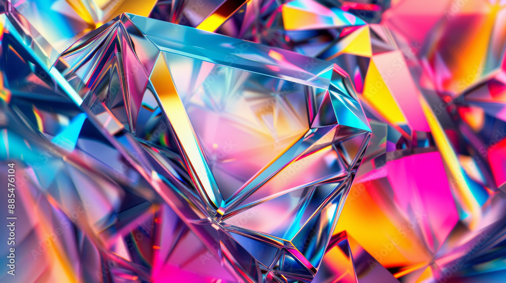 A mesmerizing array of colorful, reflective crystal structures, beautifully catching the light and showcasing a prism of vivid hues. A mesmerizing array of colorful, reflective crystal structures, beautifully catching the light and showcasing a prism of vivid hues.