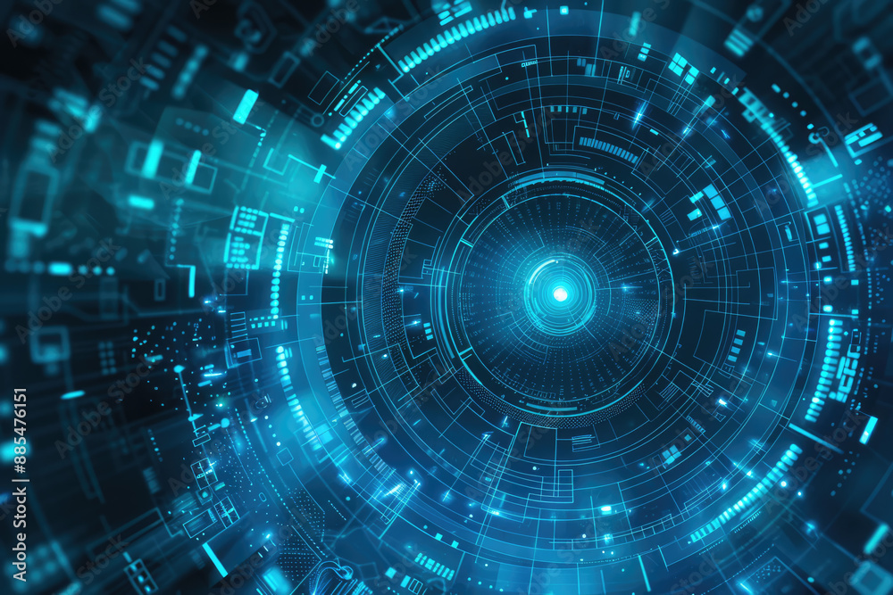 illustration of technology circle in the middle abstract background with blue color illustration of technology circle in the middle abstract background with blue color