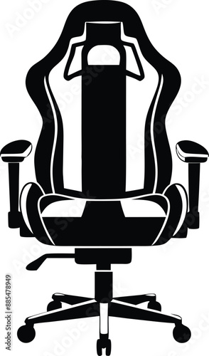 gaming chair silhouette illustration.chair, gamer, modern, gaming, isolated, equipment, video, game, comfortable