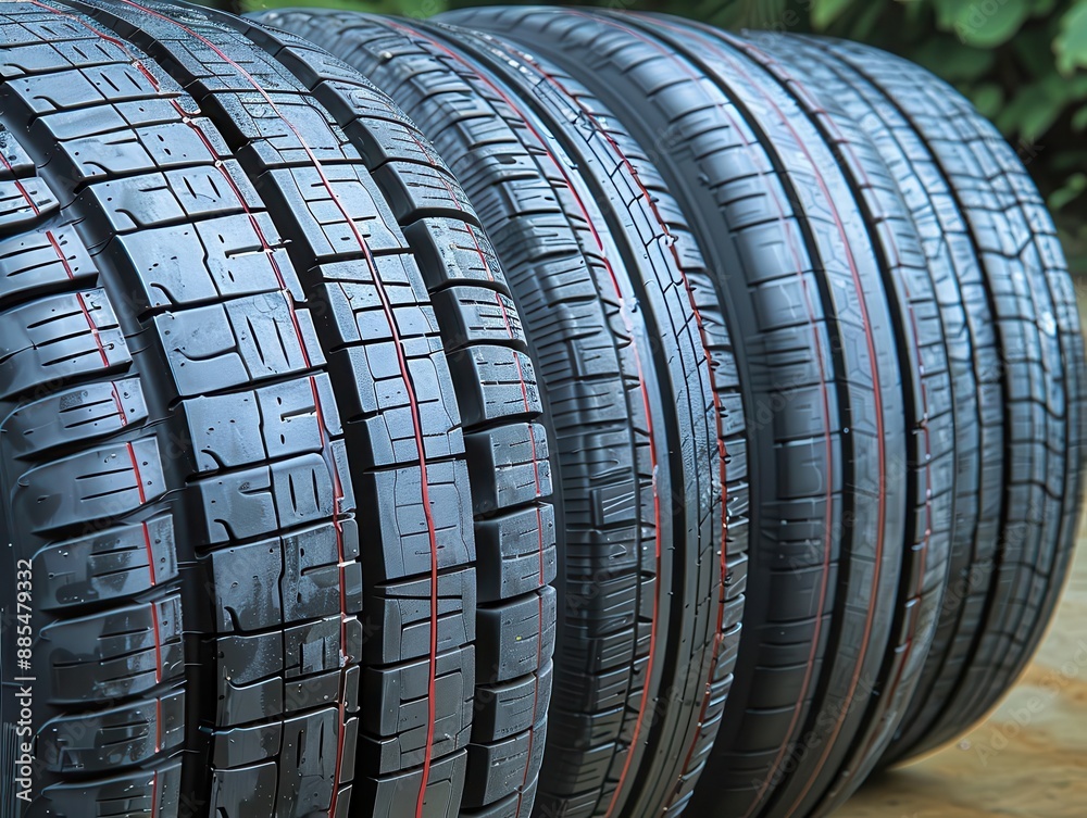 Closeup view of the surface of automotive tires, capturing the intricate texture and durability, perfect for a focused background image Closeup view of the surface of automotive tires, capturing the intricate texture and durability, perfect for a focused background image