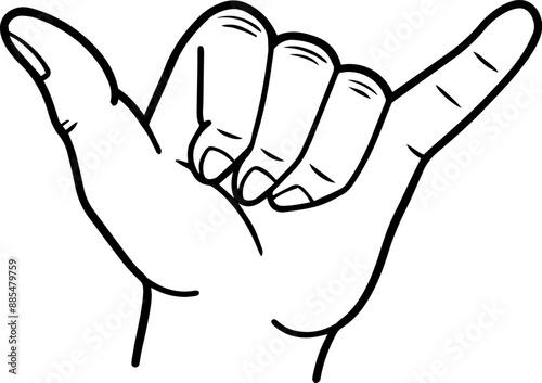 Illustration of a linear shaka gesture. Vector. photo