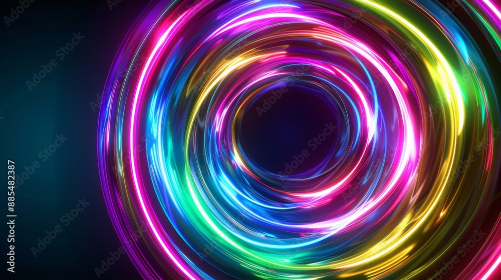 Abstract colorful glowing rings background.