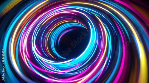 Abstract colorful neon glowing swirl.