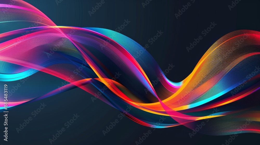 Naklejka premium Vector Representation of Fluidity with Colorful Curved Stripes and Lines as a Data Concept Technology Background - Ideal for Modern Designs and Innovative Projects