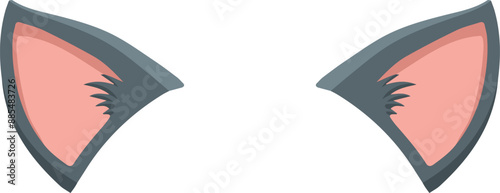 Illustration of gray cat ears. Vector.