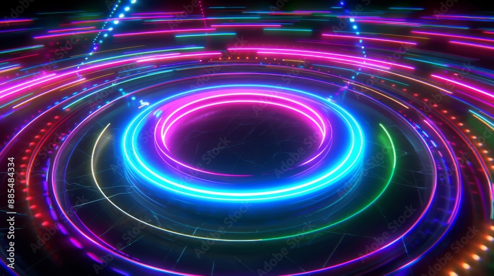 Abstract Neon Circles Background. Abstract Neon Circles Background.