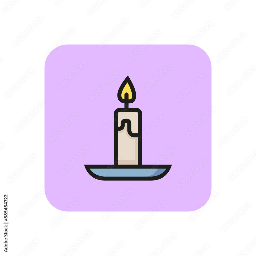 Candlelight line icon. Flame, hope, belief. Christmas concept. Vector illustration can be used for topics like holiday, religion, celebration Candlelight line icon. Flame, hope, belief. Christmas concept. Vector illustration can be used for topics like holiday, religion, celebration